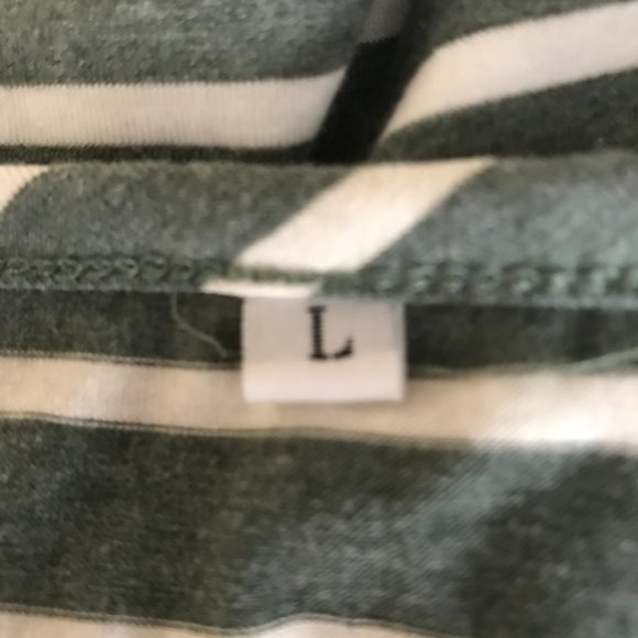 Green & Ivory Striped Short Sleeve Pullover Dress Large - Picture 9 of 9